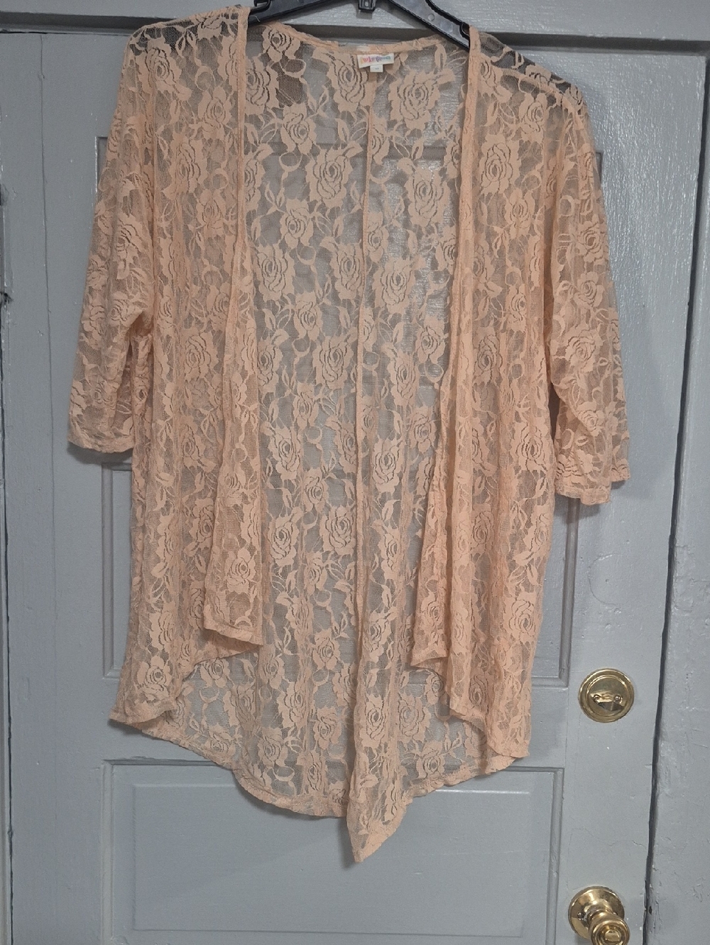 LuLaRoe Peach Lace Floral Kimono